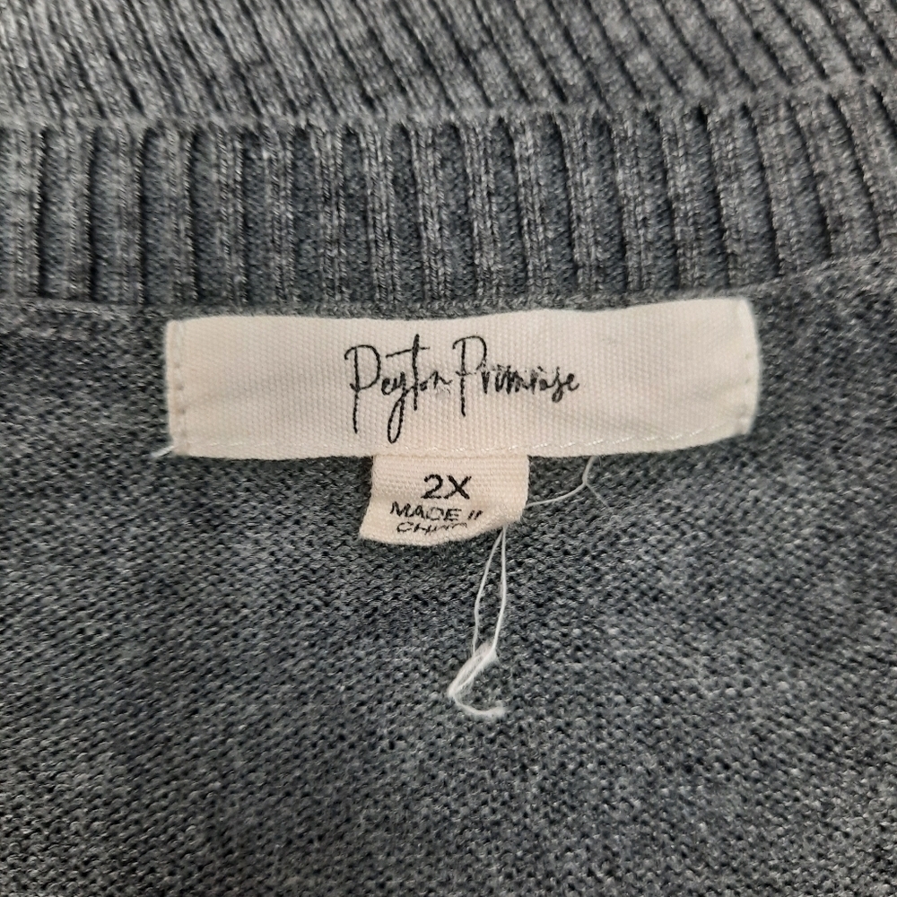 Anthropologie Peyton‎ Primrose Color Block Sweater Gray Black 2X Women's Plus - Picture 7 of 9